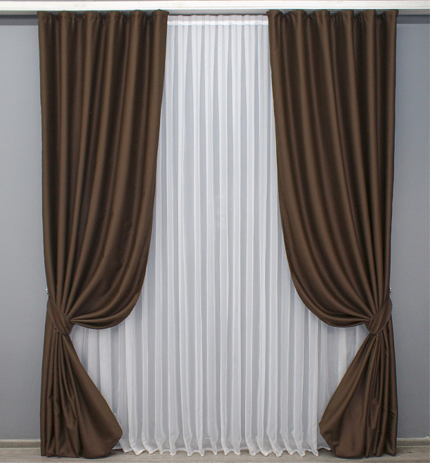 Комплект готовых штор VR-Textil Блэкаут Midnight № 1677ш Коричневый 150х290 см 2 шт (33-0566) Киев - изображение 2
