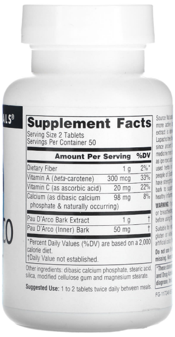 Поу дарко кора муравьиного дерева Source Naturals Pau D'Arco 100 таб Киев - изображение 2