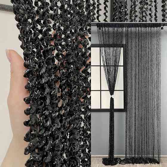 Шторы-нити спираль с люрексом Черный 300х300см 1 шт (61-067) Киев