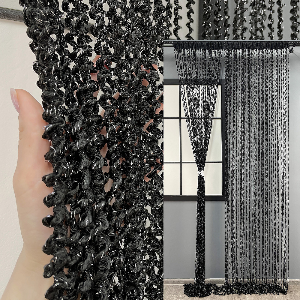 Шторы-нити спираль с люрексом Черный 300х300см 1 шт (61-067) Киев - изображение 1