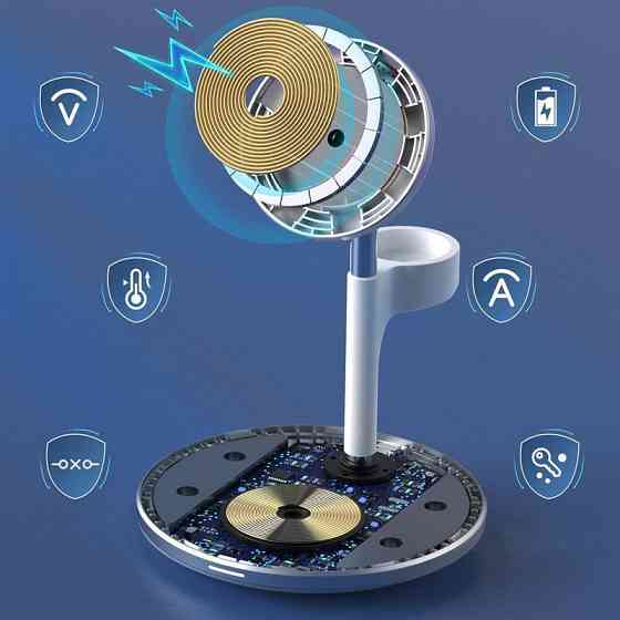 Магнітне Бездротовий зарядний пристрій Choetech T586-F 3in1 Magnetic wireless charger station for iPhone Білий Харьков