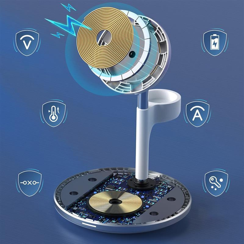 Магнітне Бездротовий зарядний пристрій Choetech T586-F 3in1 Magnetic wireless charger station for iPhone Білий Харьков - изображение 4