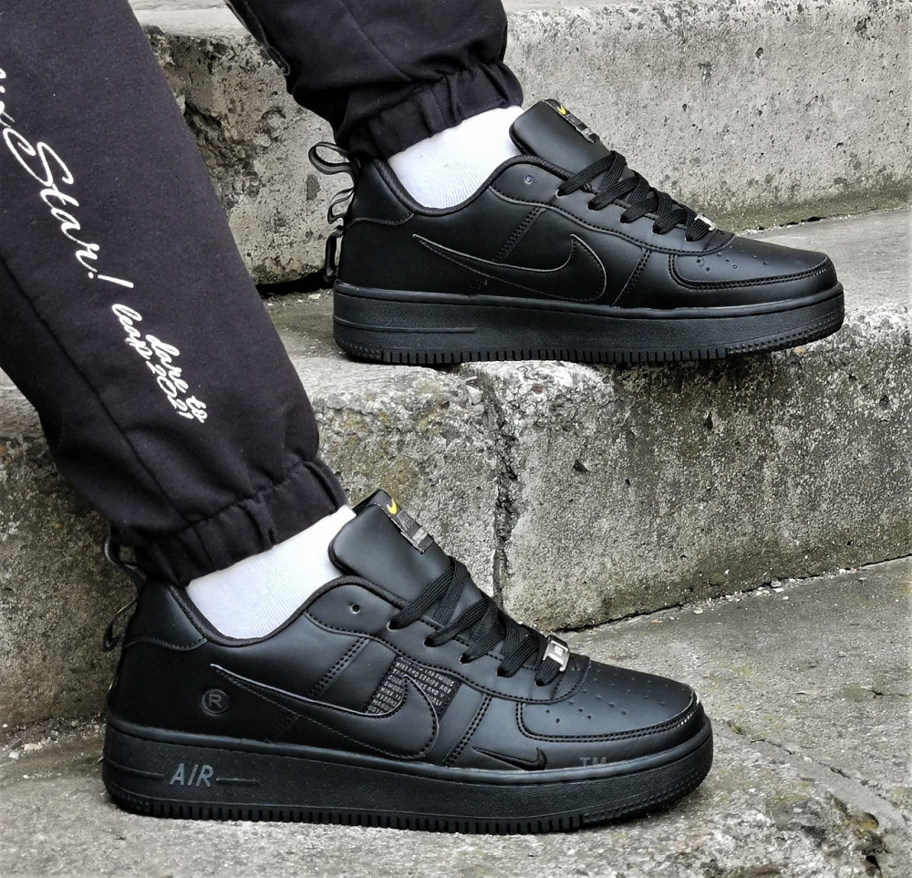 Кроссовки Nike Черные Мужские Кожаные Найк Форсы (размеры: 41,42,43,44,45) Видео Обзор Днепр - изображение 1