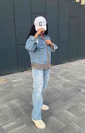 Джинсовая куртка женская оверсайз с камнями р 42-46 Харьков