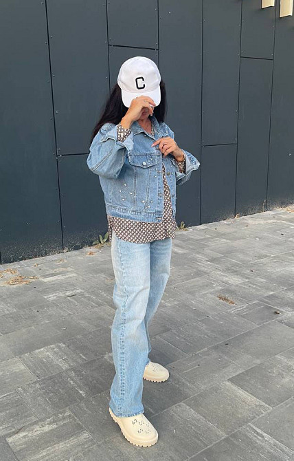 Джинсовая куртка женская оверсайз с камнями р 42-46 Харьков - изображение 2