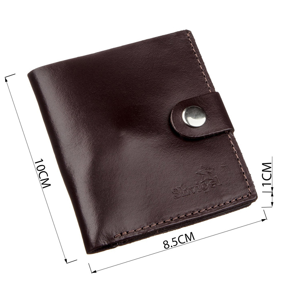 Портмоне вертикальное мужское кожаное с монетницей SHVIGEL 16218 Коричневое Киев - изображение 4