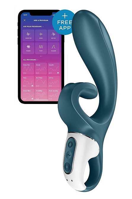 Смарт вібратор-кролик Satisfyer Hug Me Bluegrey, 2 мотори, діаметр 4,2см, широка кліторальна частина Sex Aura Київ - фото 1