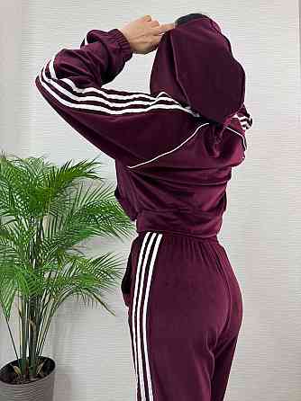 Женский стильный велюровый-плюшевый костюм двойка Бордо, 42/44 Одесса