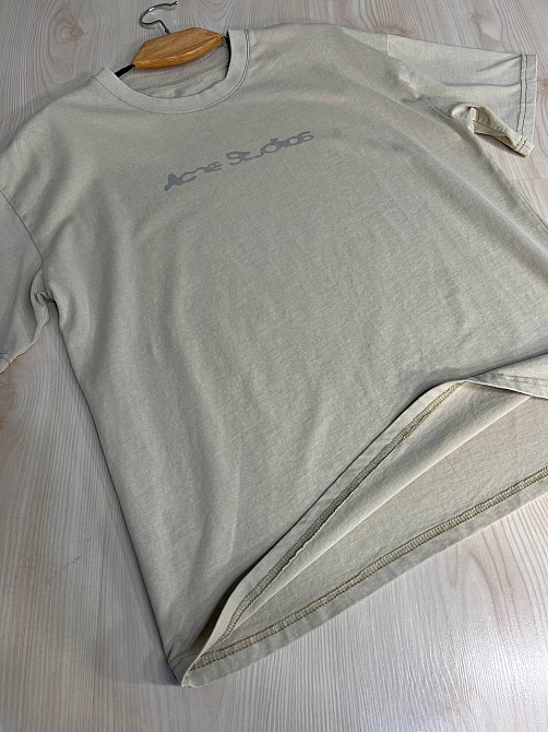 Футболка женская A-N 27039 вареная тай-дай оверсайз хлопок с надписью, бежевый, one size Киев - изображение 8