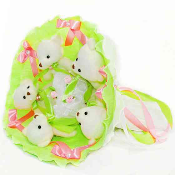 Букет из игрушек Мишки лайм 5344IT с 5ю игрушками Винница