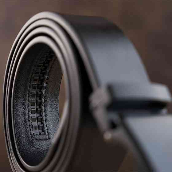 Ремень мужской c затемненным матовым металлом Vintage 20270 Черный Киев