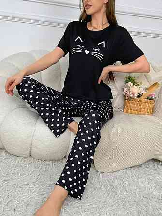 Женский домашний комплект тройка: футболка шорты и штаны с принтом Одесса