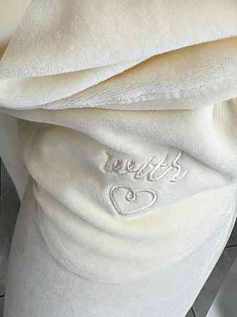 Жіночий стильний універсальний костюм-двійка  бавовняний велюр Молочний, 44 Одеса