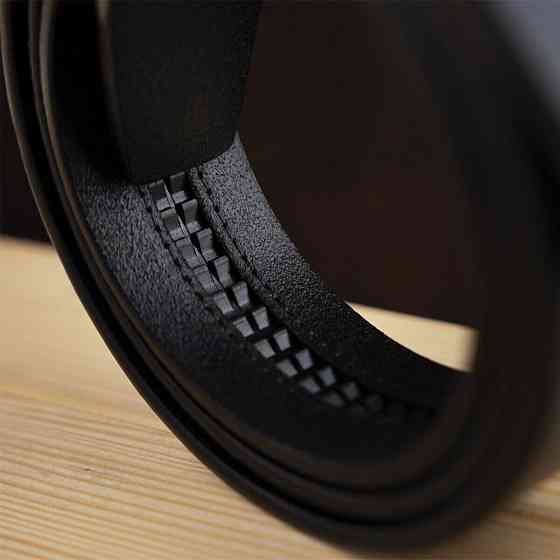 Ремень мужской с пряжкой волна Vintage 20336 Черный Киев