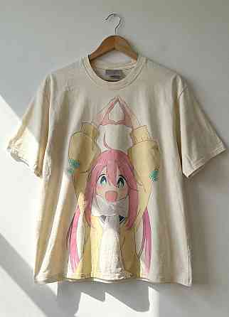 Футболка чоловіча з принтом аніме Аніме Лаід Бакк Камп оверсайз (S/M/L) Черний Дніпро