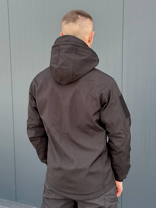 Тактическая ветрозащитная куртка черная осенняя штурмовая водоотталкивающая куртка для военнослужащих   WAR Львов - изображение 2