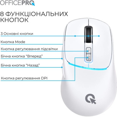 Мишка OfficePro M468W Wireless/Bluetooth White (M468W) Вінниця - фото 11
