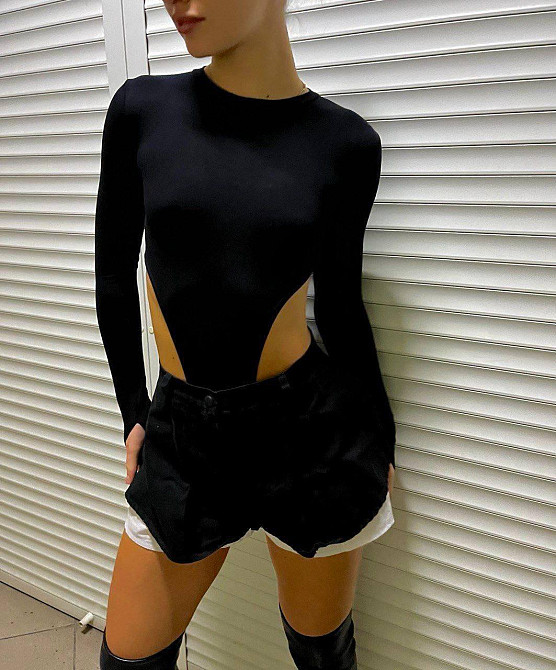 Жіноче ефектне боді з довгим рукавом віскоза Одеса - фото 8