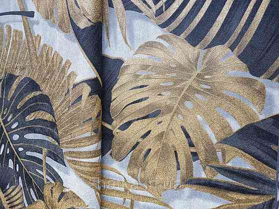 Шпалери вініл на флізеліні гарячого тиснення DU&KA Natura1.06х10 листя монстери пальми чорні золотисті Київ