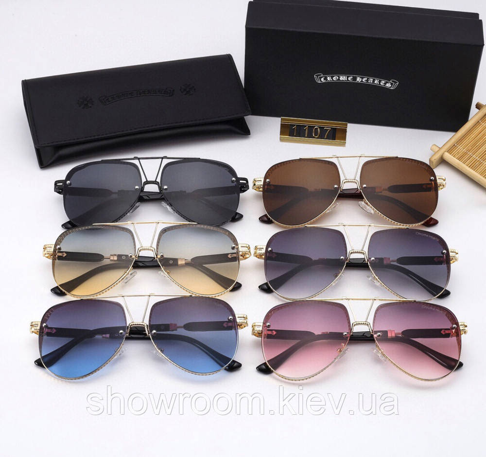 Чоловічі сонцезахисні окуляри Chrome Hearts (2586) black Київ - фото 2