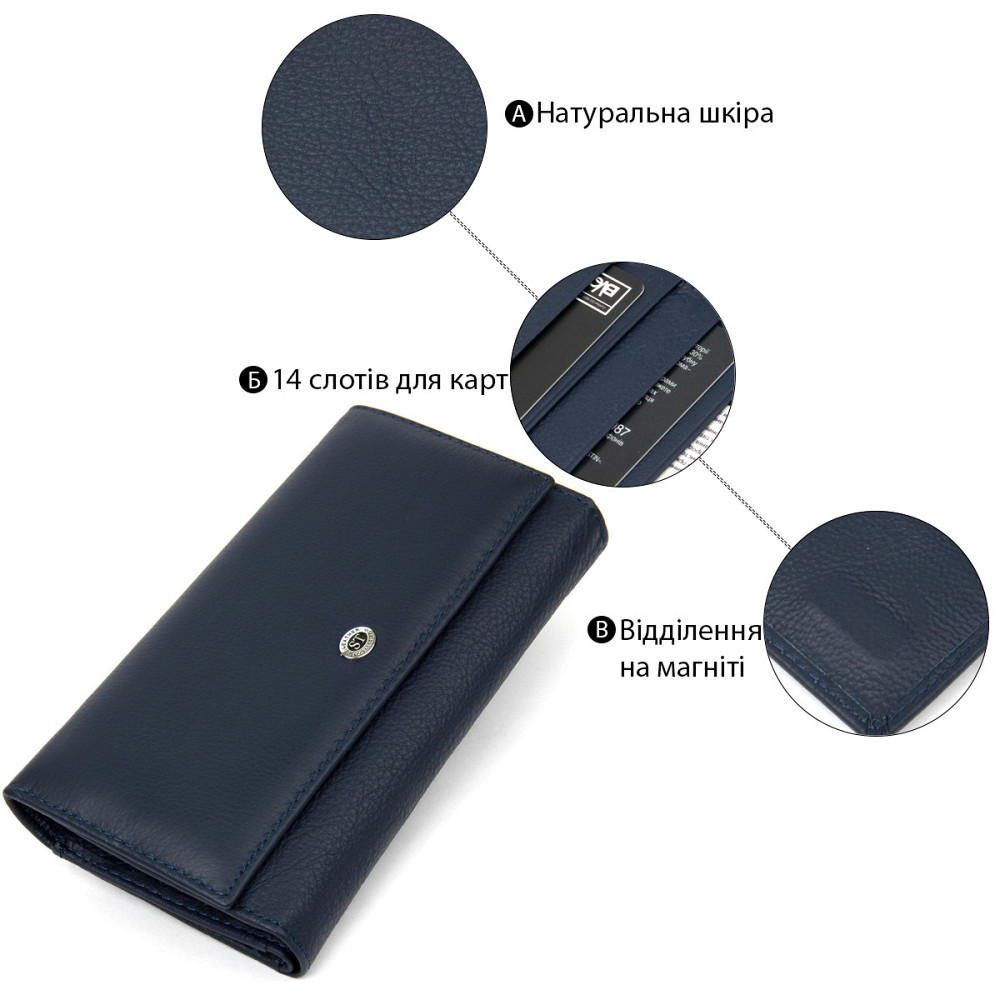 Женский кошелек ST Leather 19387 Темно-синий Киев - изображение 5