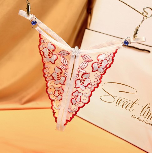 Трусики з розрізом з квітковим принтом білі, розмір універсальний, резинка до 90см Київ - фото 1