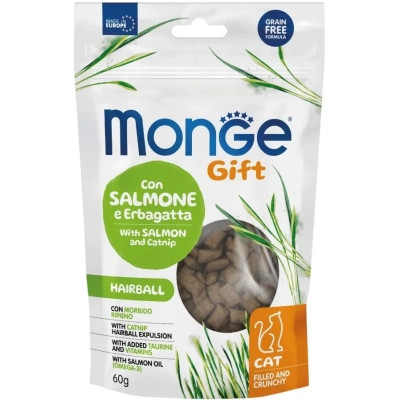 Лакомство для котов Monge Gift Cat Hairball лосось и кошачья мята 60 г (8009470085038) Вінниця - фото 1