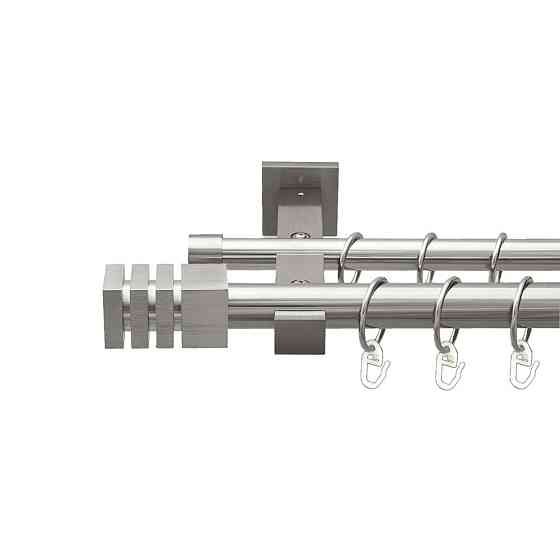 Карниз Orvit Акорда металевий дворядний техно гладка труба кільце металеве Нержавіюча Сталь 25\19 мм 160 см Львов