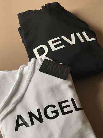 Парні толстовки для хлопця та дівчини з написом ANGEL  ⁇  DEVIL Чернівці