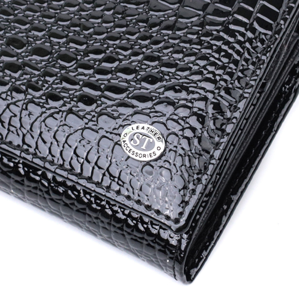 Жіночий гаманець із натуральної лакованої шкіри Чорний (ST Leather) Київ - фото 9