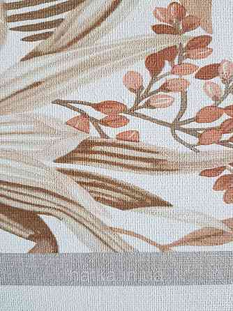 Обои виниловые на флизелине Rasch Florentine 1.06х10 листья ветки папоротника банана коричневые беж на белом Киев