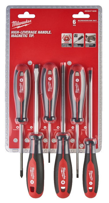 Набір викруток магнітних MILWAUKEE з тригранною рукояткою (PZ1/PZ2/SL3/SL4/SL5.5/SL6.5) (6шт) Одеса - фото 1