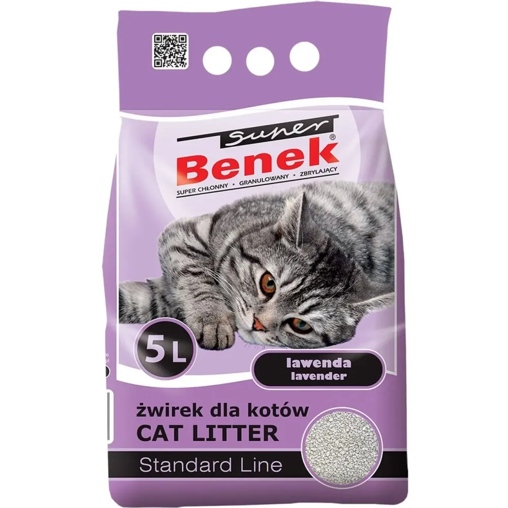 Наповнювач бентонітовий Супер Бенек Super Benek Standard Lavander для котячих туалетів з лавандою (крупний), 5 л Вінниця - фото 1