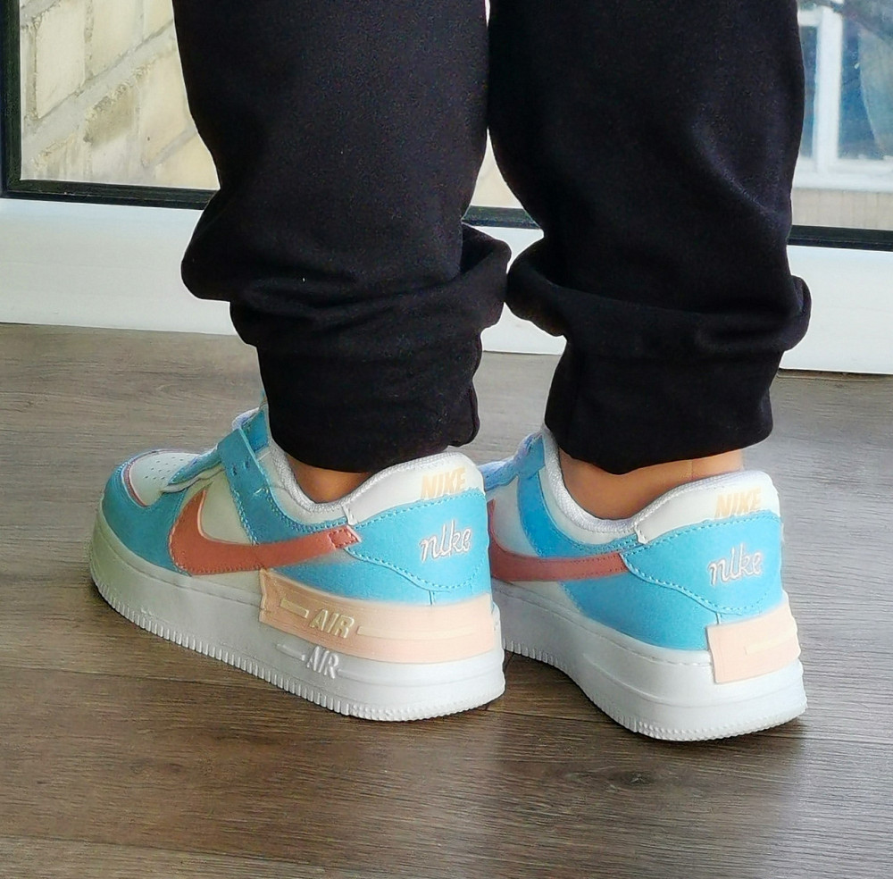 Кросівки Nike Force Білі Жіночі Шкіряні Форси Блакитні Найк (розміри: 36,37,38,39,40,41) - 9 Відео Огляд Дніпро - фото 4