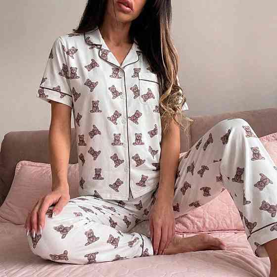 Жіноча ніжна піжама-трійка з милими ведмедиками з бавовни 48 Одеса