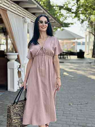 Довга муслінова сукня "Lira" | Норма і батал Капучіно, 42-44 Київ