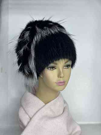 Шапка зимняя меховая женская водопад Милена Черный Харьков