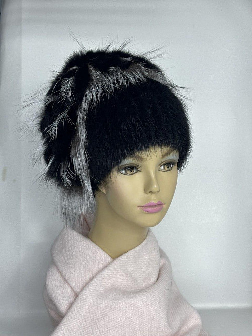 Шапка зимняя меховая женская водопад Милена Черный Харьков - изображение 5