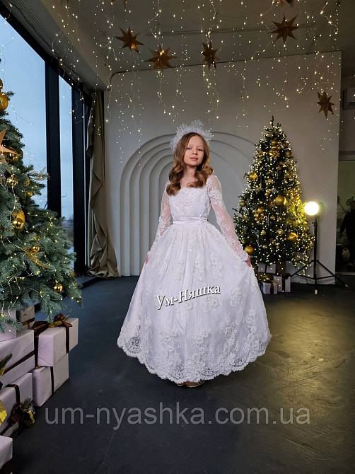 Белое нарядное платье с рукавами Эмилия Кривой Рог - изображение 7