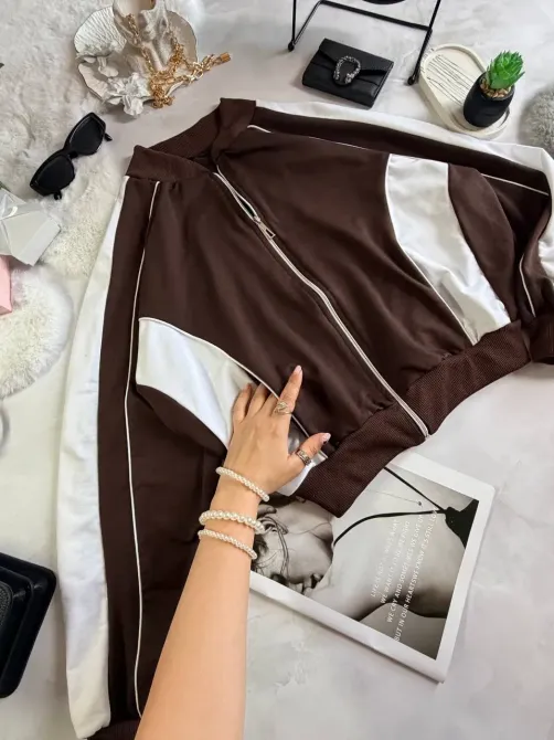 Жіночий спортивний костюм двонитка з блискавкою та регульованими штанами Одеса - фото 9