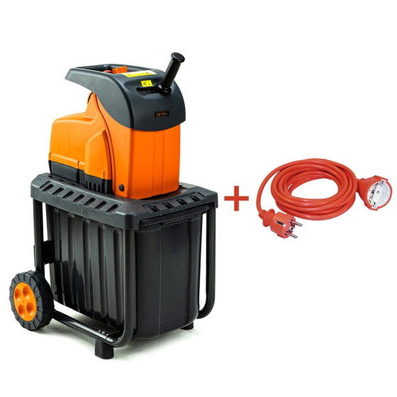 Садовий подрібнювач GTM DS2800/45 KIT + подовжувач 10м (DS2800/45_KIT+ext.cord : 2800 Вт, діаметр гілки 45 мм, ніж, контейнер 60 л Київ