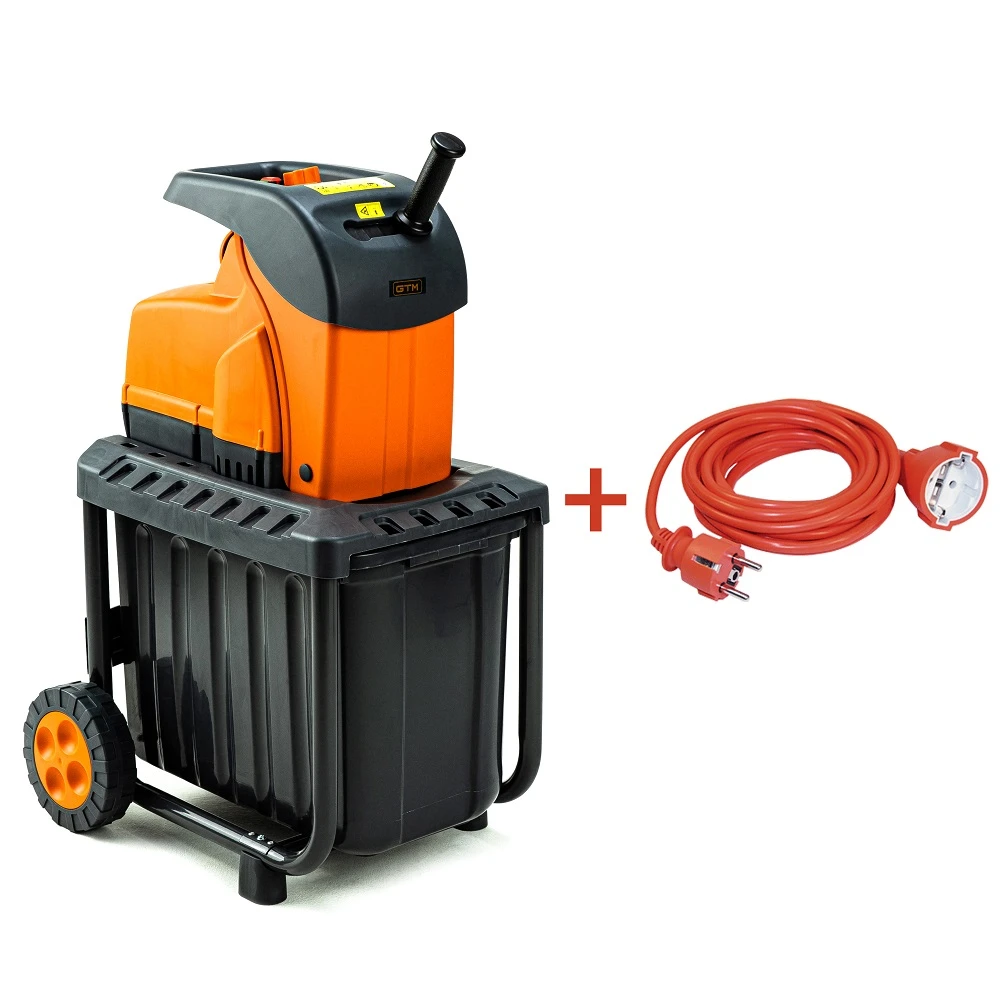 Садовий подрібнювач GTM DS2800/45 KIT + подовжувач 10м (DS2800/45_KIT+ext.cord : 2800 Вт, діаметр гілки 45 мм, ніж, контейнер 60 л Київ - фото 2