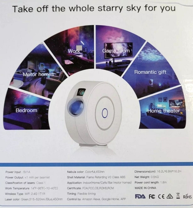 Світлодіодний проєктор зоряного неба Nigecue Wi-Fi 3D Galaxy. Харків - фото 7