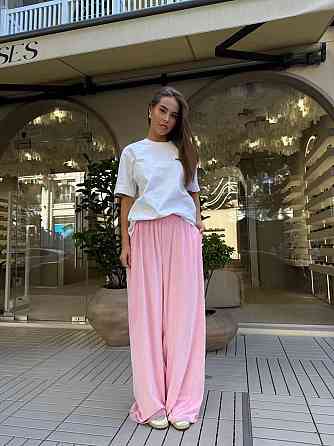 Жіночі базові об'ємні штани в стилі оверсайз турецький велюр Рожевий Одеса