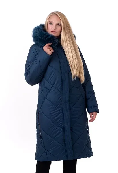 Жіноче довге зимове пальто пуховик із хутром на капюшоні. 52-70р Київ - фото 1