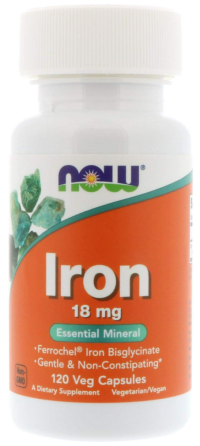 Железо для гемоглобина 18 мг Now Foods Iron 120 капс Киев