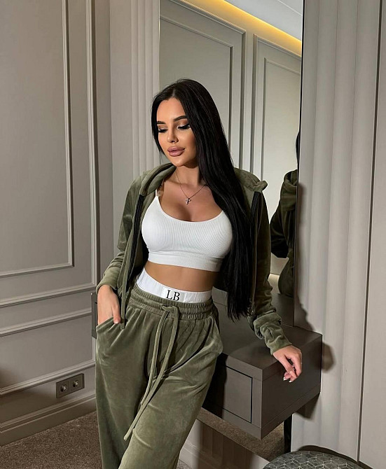 Жіночий прогулянковий костюм-трійка: кофта топ і штани велюр + мікродайвінг Хакі, 46/48 Одеса - фото 4