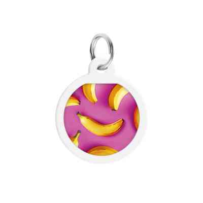 Адресник для животных WAUDOG Smart ID с QR паспортом "Бананы на розовом", круг 25 мм (225-4055) Винница