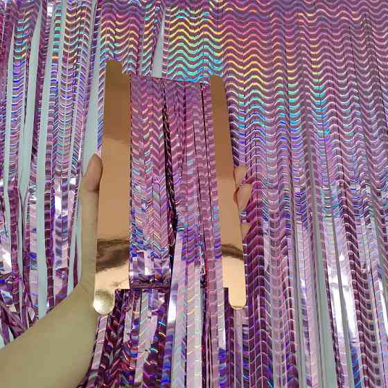 Дождик для фотозоны с блестящей голограммой 2 м на 1 м розовый Киев