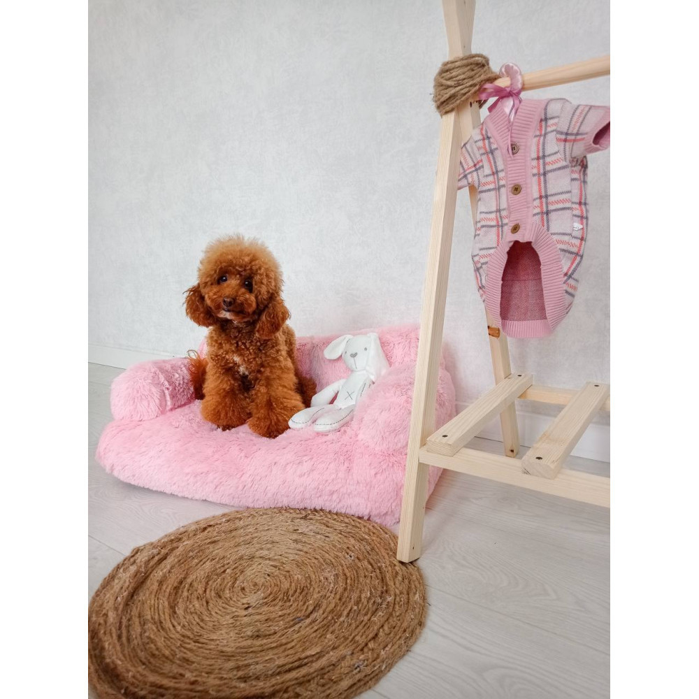 Меховой диван лежак для собак и кошек спальное место для животных съемны Incor розовый 10079 M (66х37х33) Киев - изображение 9
